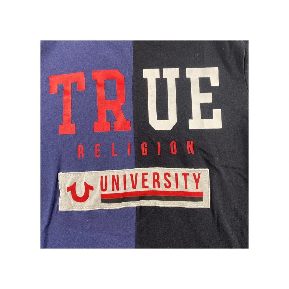 NEW True Religion Split Color University Logo Crew Neck Tee‎ XL
